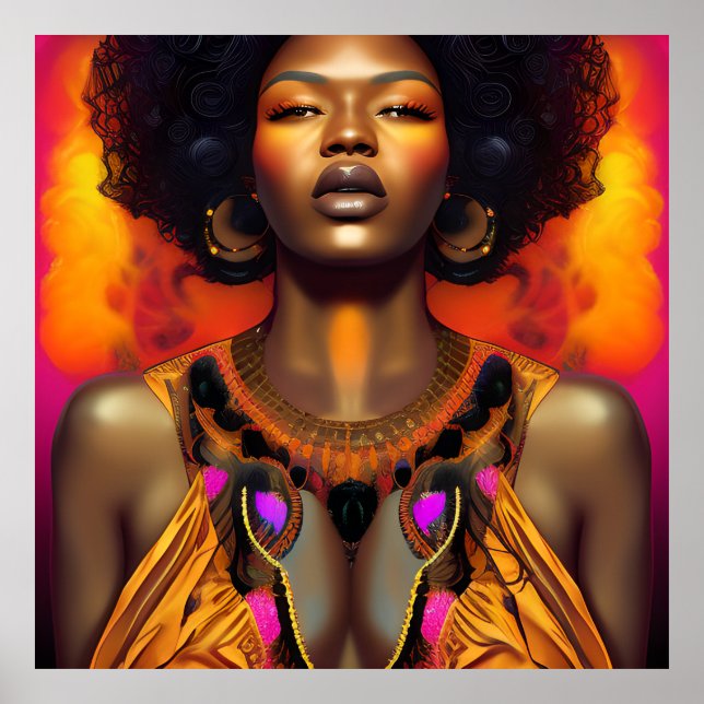 Auburn Queen Orange Brown Hair Black Melanin Afro Poster (Vorne)