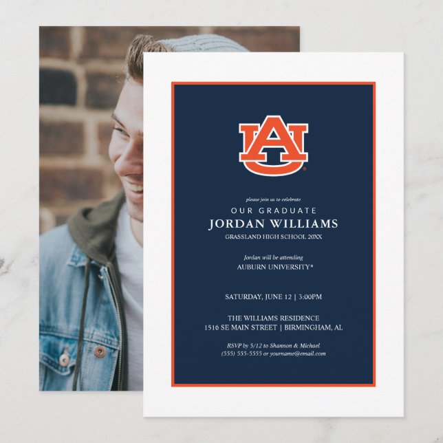 Auburn University Abschluss - Auburn Tigers Ankündigung (Vorne/Hinten)
