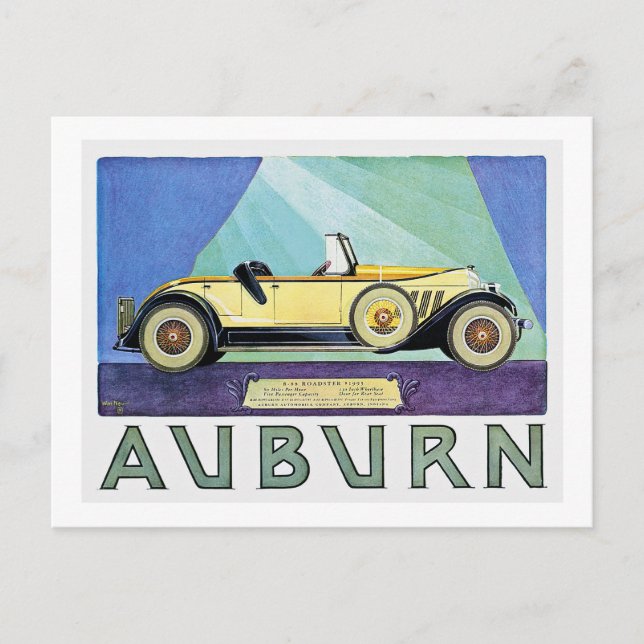 Auburn Vintag Auto Advertising Postkarte (Vorderseite)