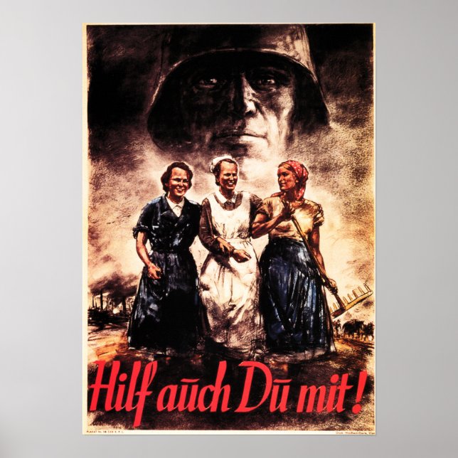 "Auch Frauen können helfen!" Propaganda des Deutsc Poster (Vorne)