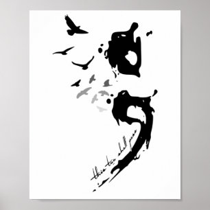Auch psychische Gesundheitsprobleme Semicolon Poster