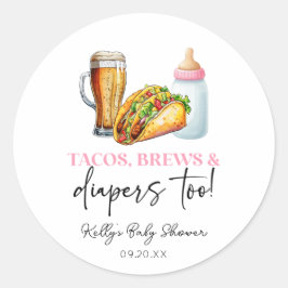 Auch Tacos braut und spuckt! Babyparty Runder Aufkleber