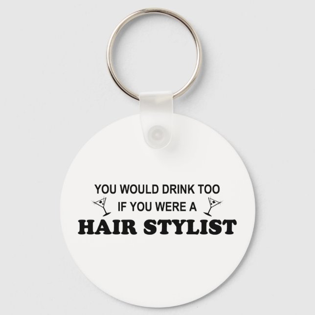 Auch trinken - Friseur Schlüsselanhänger (Vorderseite)
