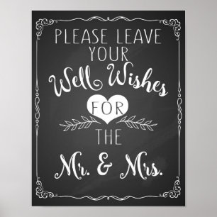 auch wünscht chalkboard Hochzeitszeichen poster