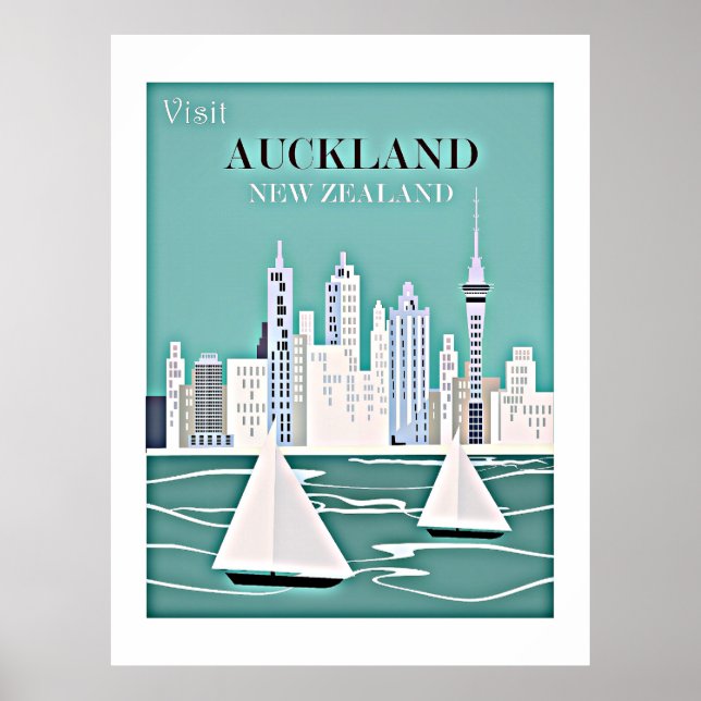 Auckland, affiche de voyage en Nouvelle-Zélande (Devant)