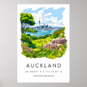 Auckland Aquarellposter Auckland Reise Druck Poster