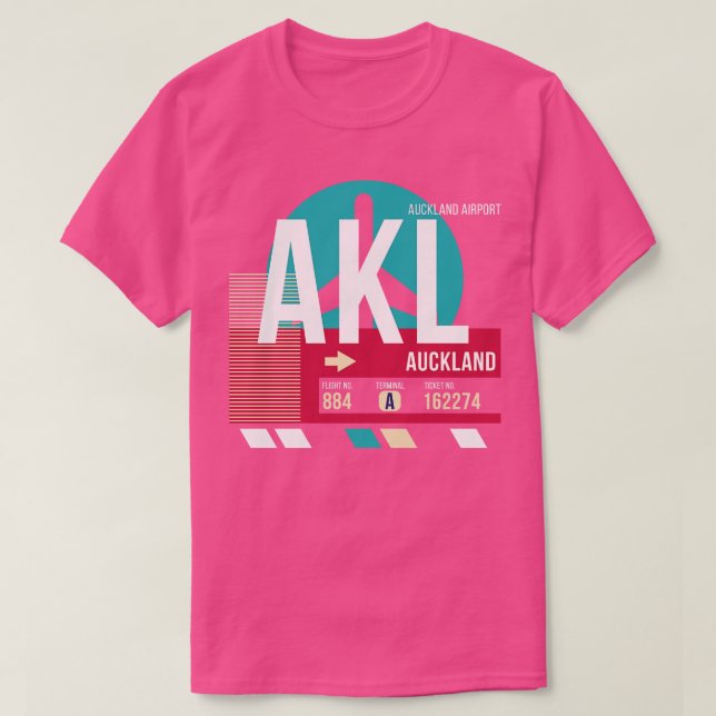 Auckland Neuseeland AKL Airport Code Gepäckmarke T-Shirt (Design vorne)