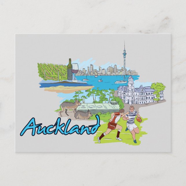 Auckland, Neuseeland Berühmte Stadt Postkarte (Vorderseite)