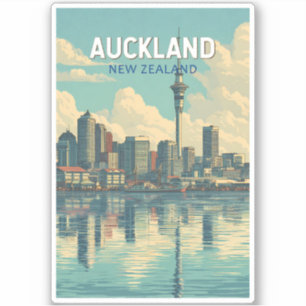 Auckland Neuseeland Illustration Reise Kunst Retro Aufkleber