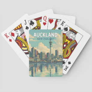 Auckland Neuseeland Illustration Reise Kunst Retro Spielkarten