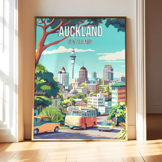 Auckland Neuseeland Poster Kunst Druck, Stadt Retr