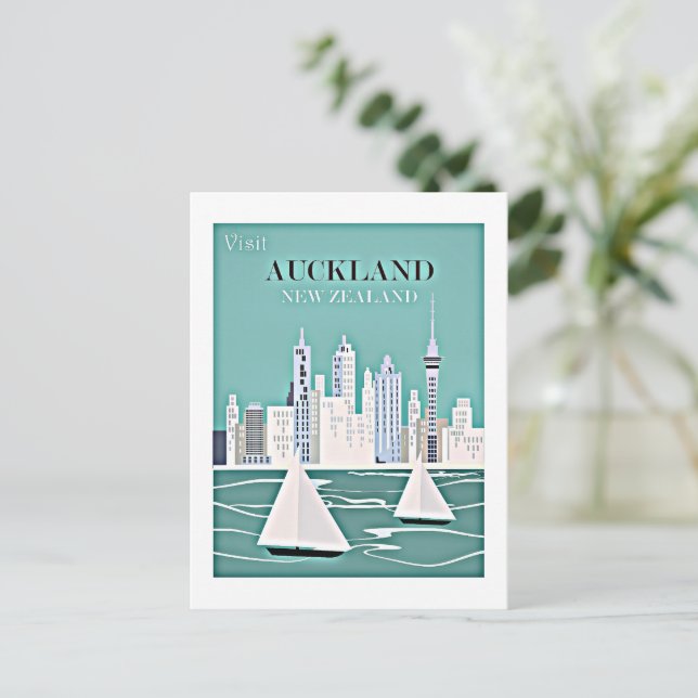 Auckland, Neuseeland Reiseplakat Postkarte (Stehend Vorderseite)
