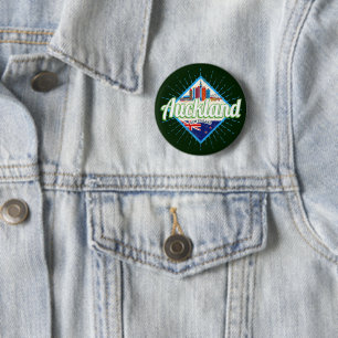 Auckland Neuseeland Retro-Silhouette vintage Button