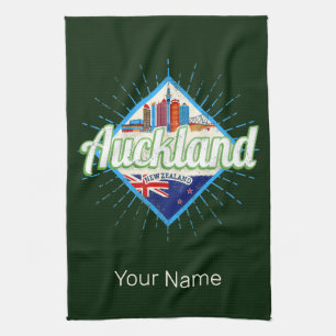 Auckland Neuseeland Retro-Silhouette vintage Geschirrtuch