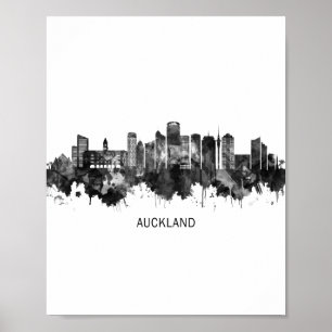 Auckland Neuseeland Skyline BW Poster