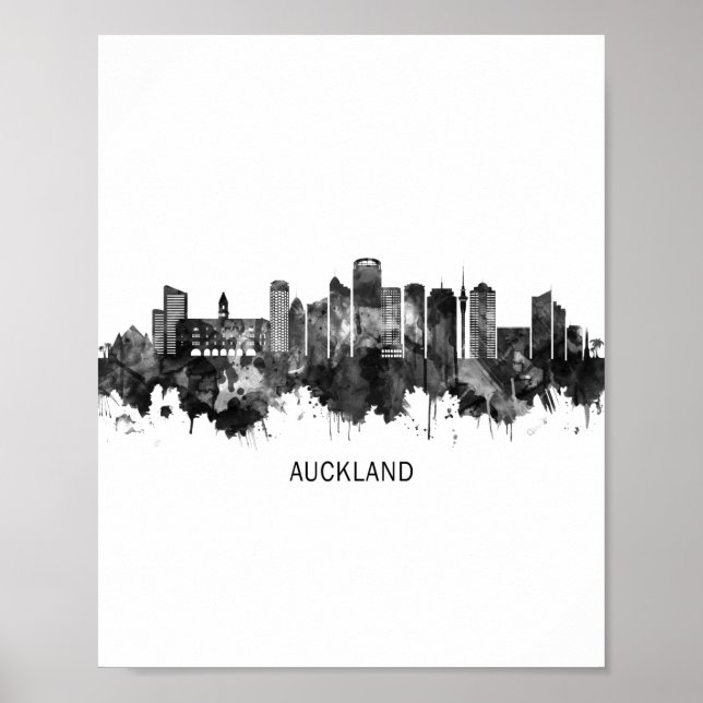 Auckland Neuseeland Skyline BW Poster (Vorne)