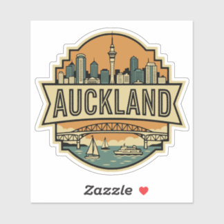Auckland Neuseeland Skyline Vintage Reisebadge Aufkleber