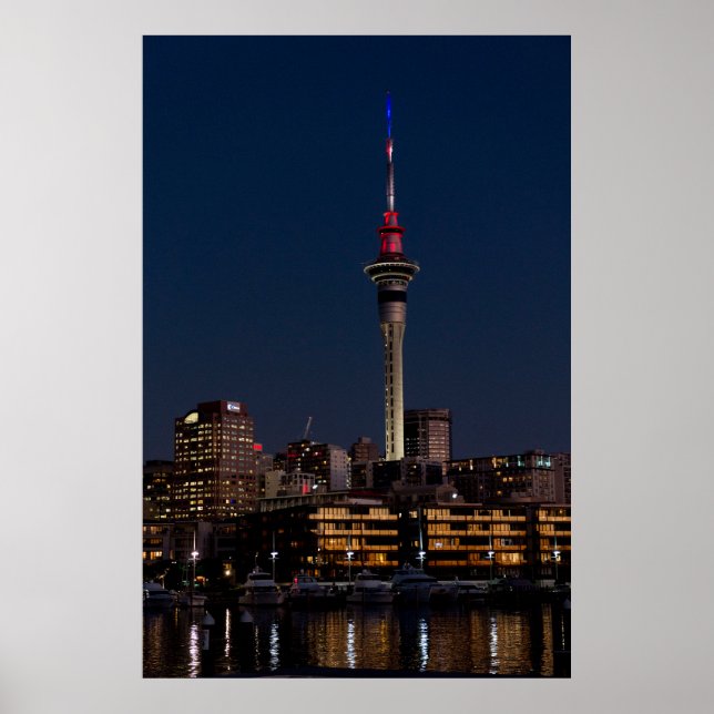 Auckland night light, Sky Tower, Poster (Vorne)