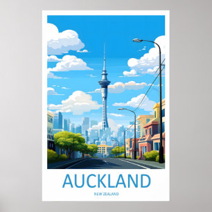 Auckland Reiseplakat National Vintage Park Ski Poster
