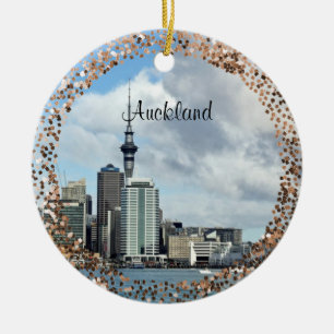 Auckland Stadtansicht, beschriftet, Keramik Ornament
