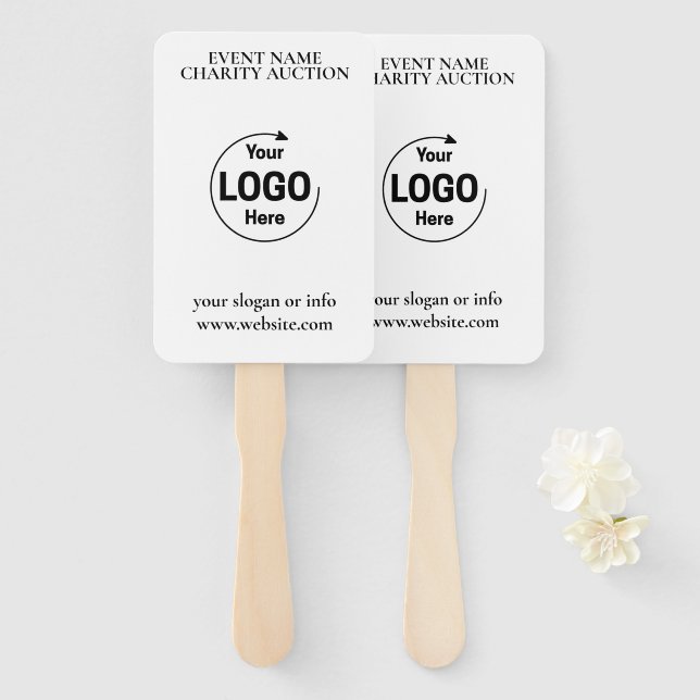 Auction Paddle | Charity Event Bid Modern Logo  Fächer (Vorne und Hinten)