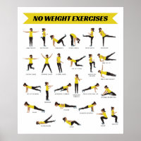 Aucun exercice de poids Poster de fitness - Jaune