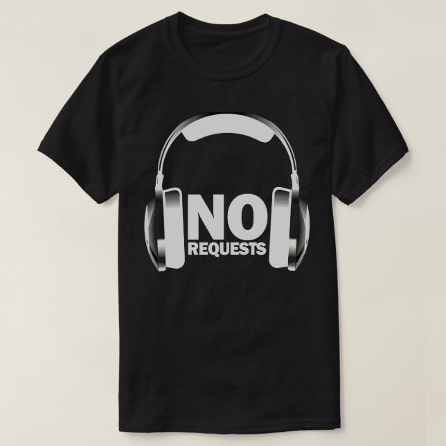 Aucun noir de T-shirt d'écouteurs de demandes (Design devant)
