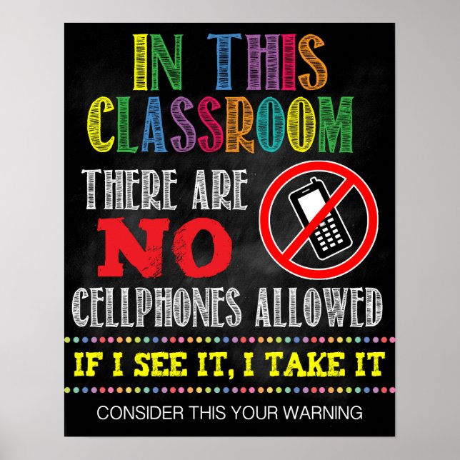 Aucun téléphone portable autorisé Affiche scolaire (Devant)