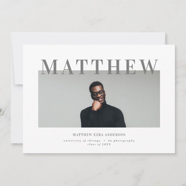 Audacieuse typographie photo graduation invitation (Devant)