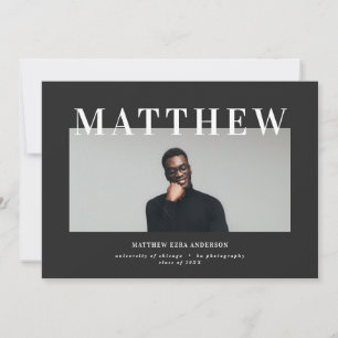 Audacieuse typographie photo graduation invitation