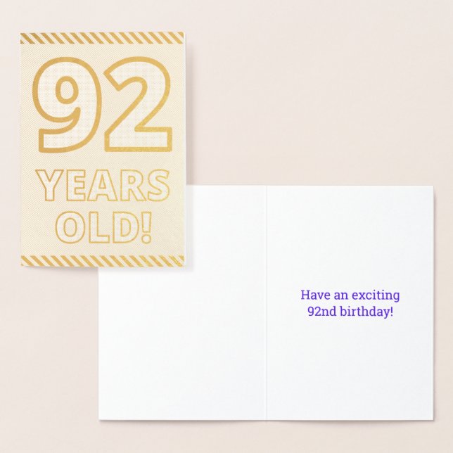 Audacieux, Huile D'Or "92 ANS !" Carte d'anniversa (Affichage)
