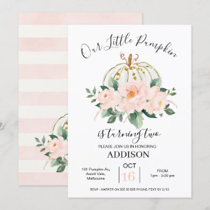 Audacieux rose or Floral Citrouille Invitation d'a