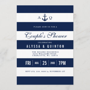Audacieux Thème Nautique Couples Douche Invitation