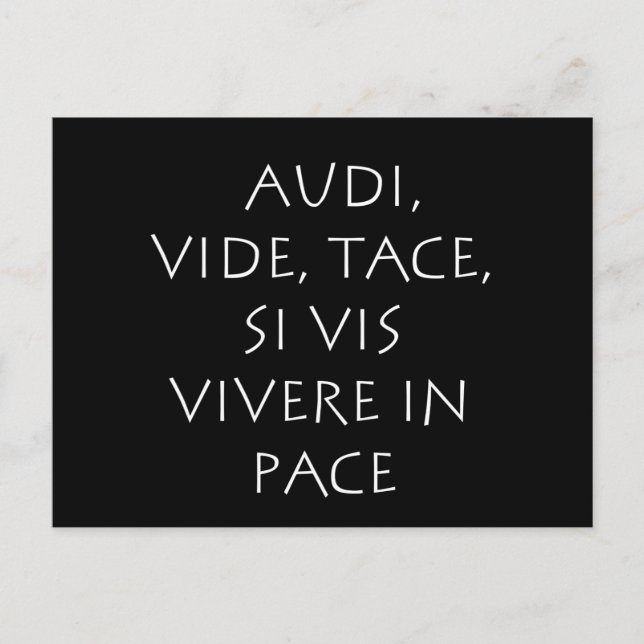 Audi vide tace si vis vivere in pteme postkarte (Vorderseite)