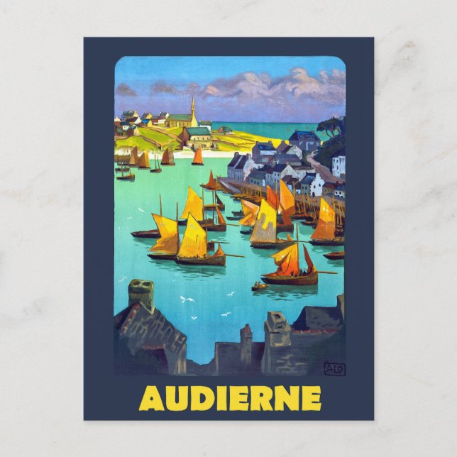 Audierne, Segelboote im Hafen, Frankreich Postkarte (Vorderseite)