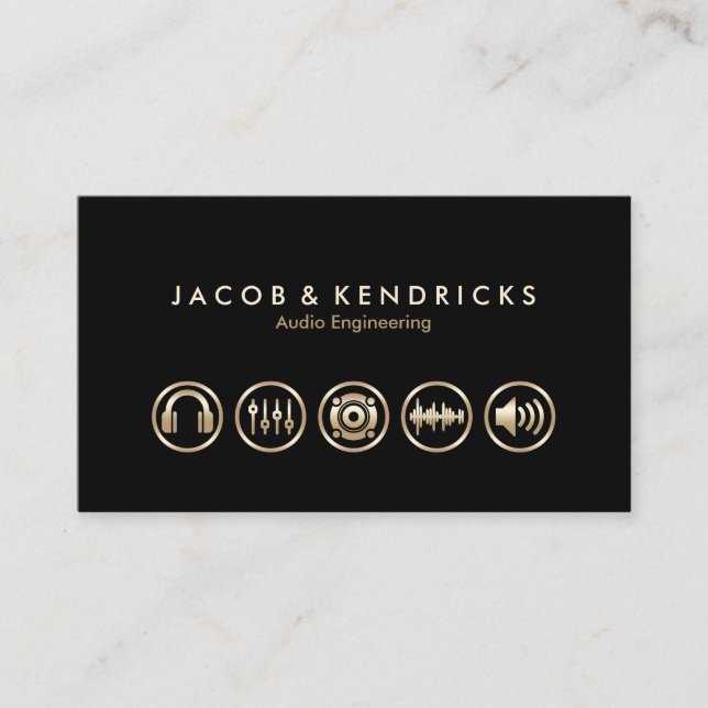 Audio Engineering Services Gold Icons BusinessCard Visitenkarte (Vorderseite)
