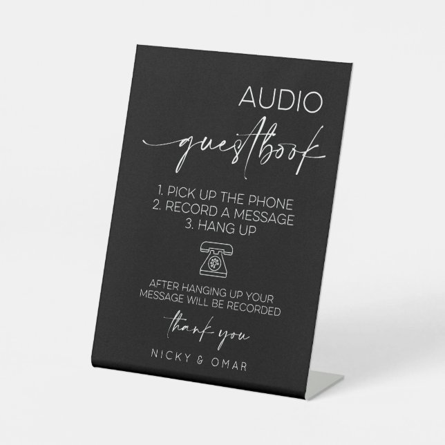 Audio Gästebuch Hochzeitsempfang Sockelschild (Vorderseite)