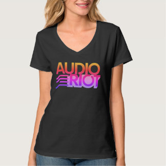 Audio Riot Black V Neck Summer Logo T-Shirt