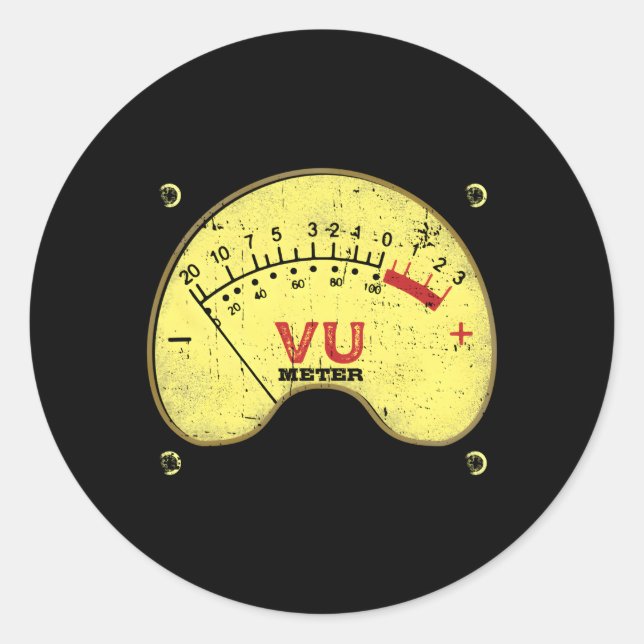Audio Vu Meter Recording Engineers Runder Aufkleber (Vorderseite)