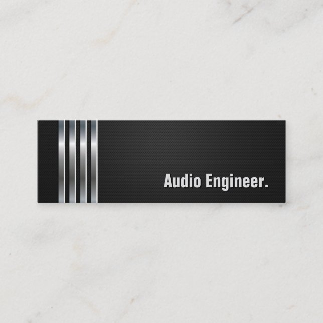 Audioingenieur - Schwarze Silberstreifen Mini Visitenkarte (Vorderseite)
