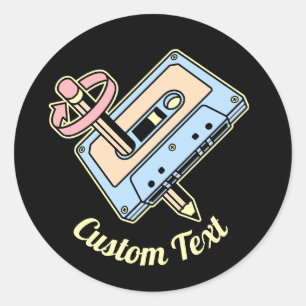 Audiokassette mit Stift Runder Aufkleber