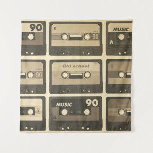 Audiokassette, Retro Poster Angesagt-Hop. Wandteppich