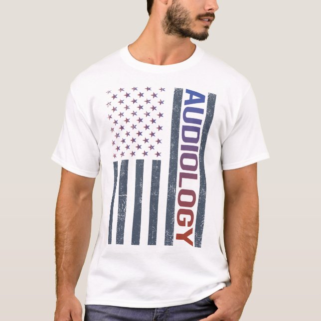 Audiologe mit amerikanischer Flagge T-Shirt (Vorderseite)