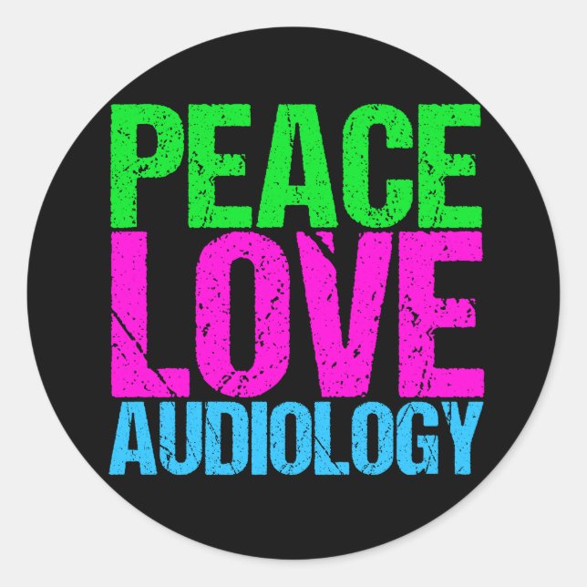 Audiologie der Liebe Frieden Runder Aufkleber (Vorderseite)