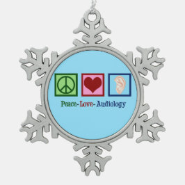 Audiologie der Liebe Frieden Schneeflocken Zinn-Ornament
