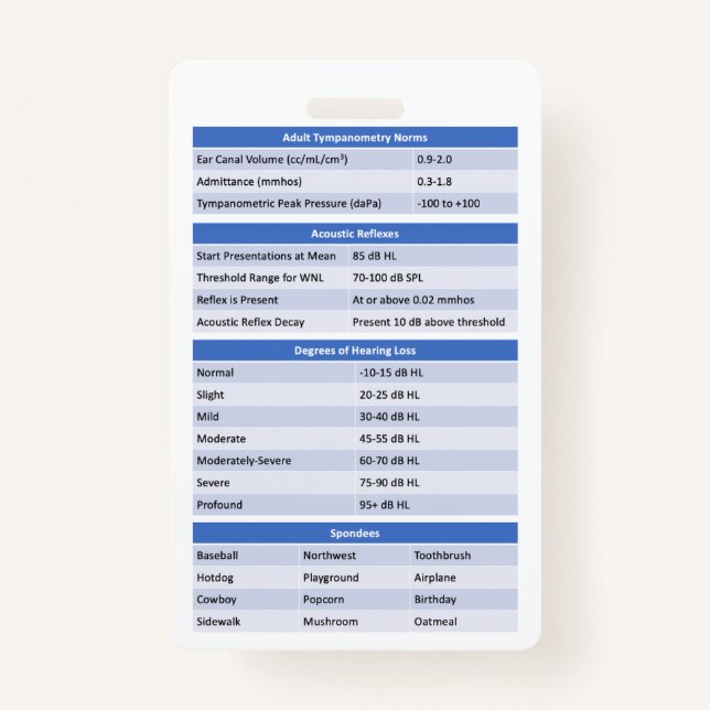 Audiology Abzeichen Buddy/Reference Abzeichen Ausweis (Vorderseite)