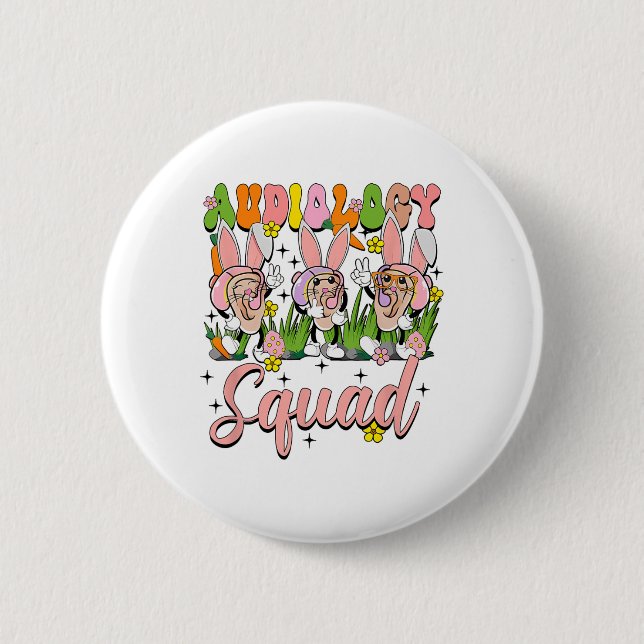 Audiology Squad Funny Oaster Bunny Button (Vorderseite)