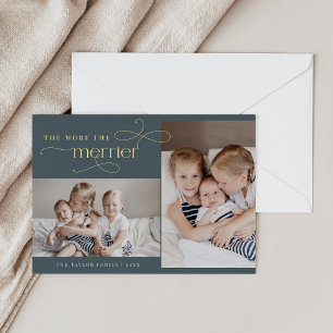 AUDREY Blue Foil Weihnachtskarte Geburtsankündigun Folien Feiertagskarte