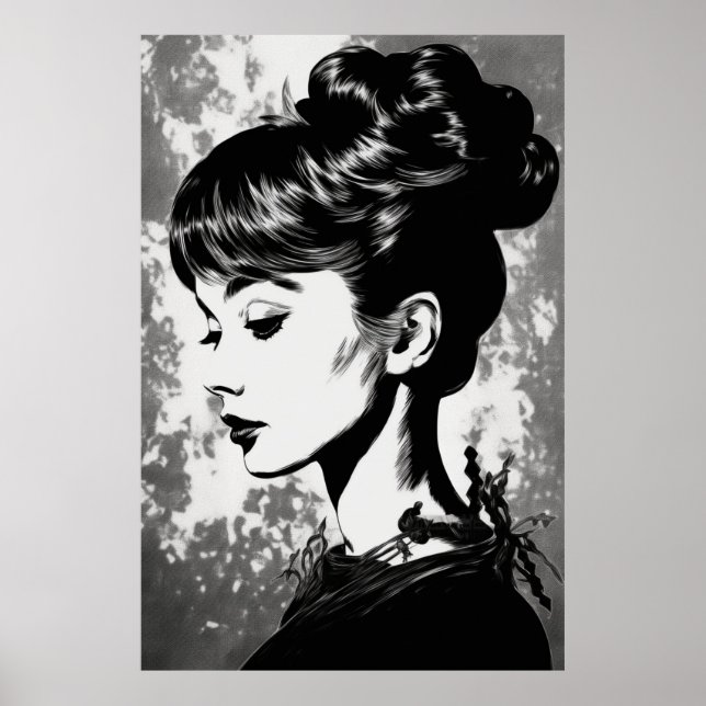 Audrey Hepburn Inspiriert Glamour Portrait Poster (Vorne)
