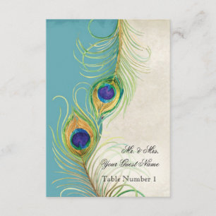 Audrey Jeanne Peacock Feder Aqua Damast Einladung